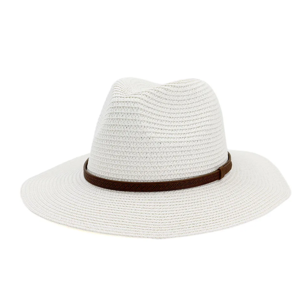 Sun Hat Man Women Panama Summer Straw Cowbay Casual Beach Wide Brim Outdoor Cap Accessory (4)