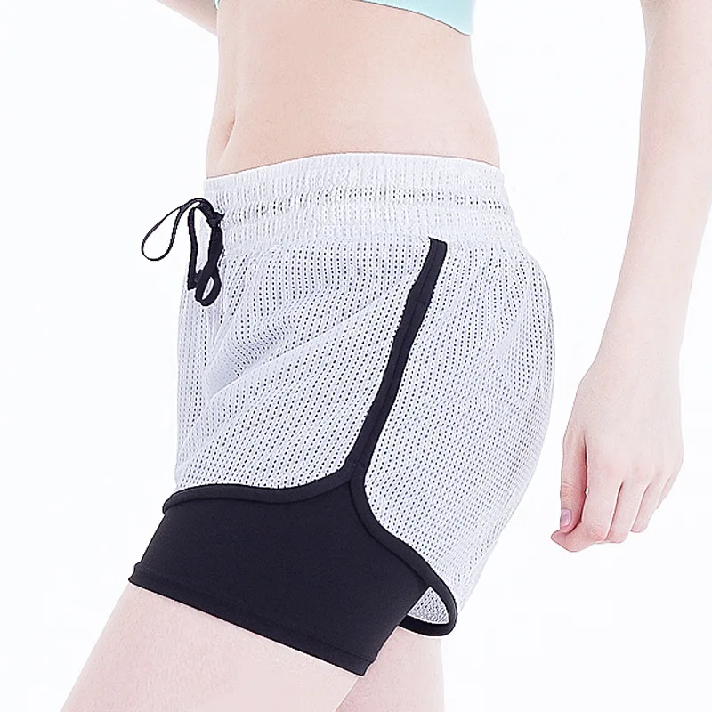 Black Mesh 2 in 1 Summer Sports Shorts Women's Gym Running Shorts