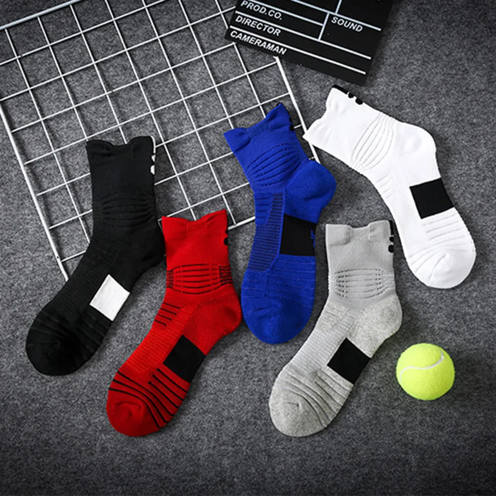 

1 Pair Men's Cotton Sports Socks One Size 39-45 Basketball Cycling Hiking Outdoor Sports Towel Bottom Ankle High Footwear