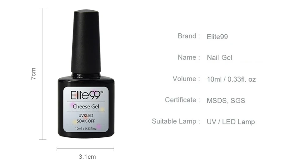 Elite99 10 мл сыр конфеты лак для ногтей замочить от УФ светодиодный гель лак Полупостоянный гель лак для ногтей 36 цветов+ 003+ верхнее Базовое покрытие