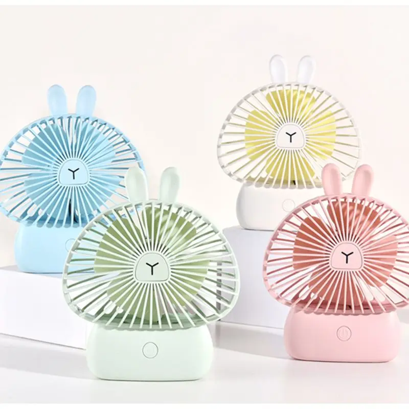 

Mini Portable Bunny Handheld Fan USB Charging Cooling Electric Fan with Lights for Home Office Desktop Outdoor Accessories