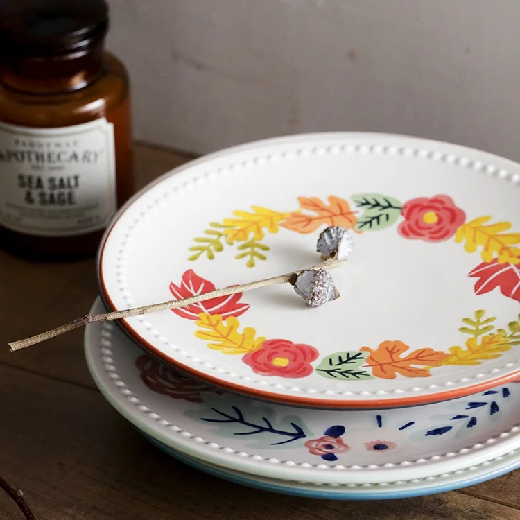 8,5 дюймов обеденные тарелки цветочный узор подглазурная керамическая фарфоровая тарелка для стейка домашняя ресторанная посуда столовая посуда