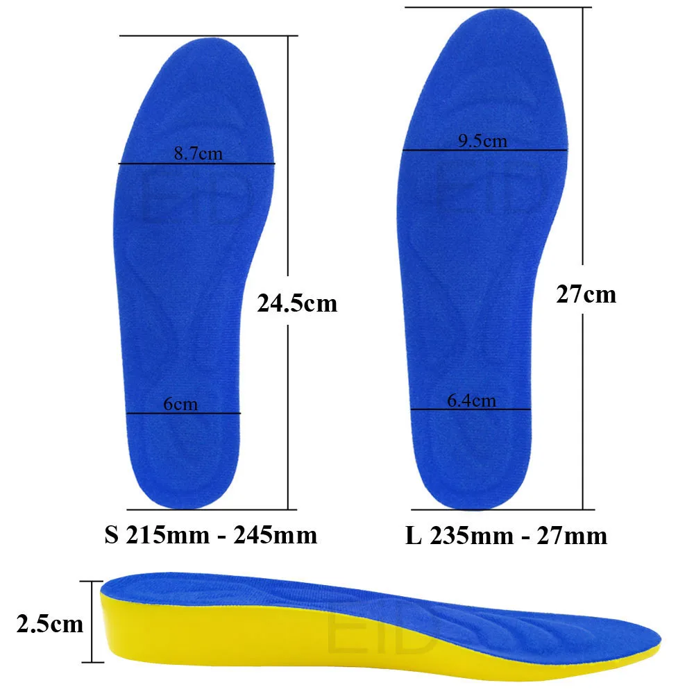 EiD 2,5 см стелька для увеличения роста Подушка высотный Лифт регулируемый вырез обуви каблук вставка выше поддержка абсорбирующий коврик для ног для мужчин и женщин