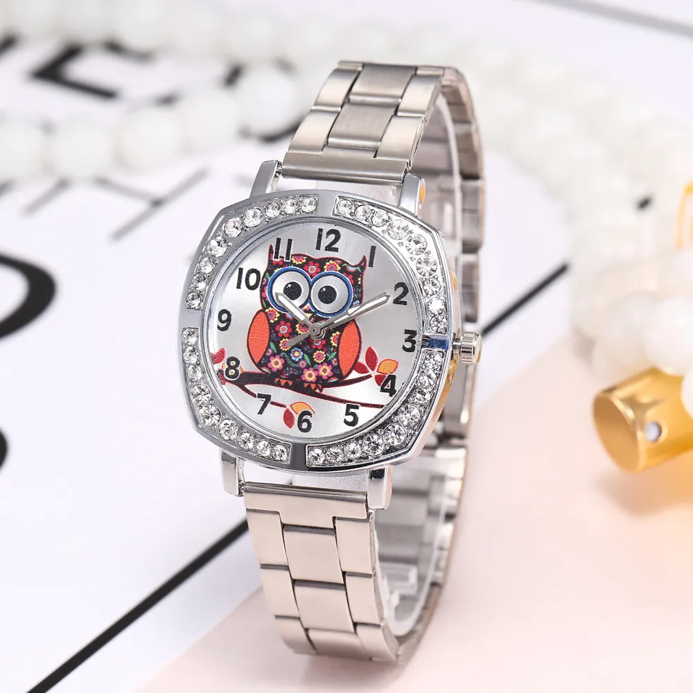 

Cute Owl Women Fashion Alloy Band Analog Quartz Round Wrist Watch Watches female watches top brand luxury clock women silicone
