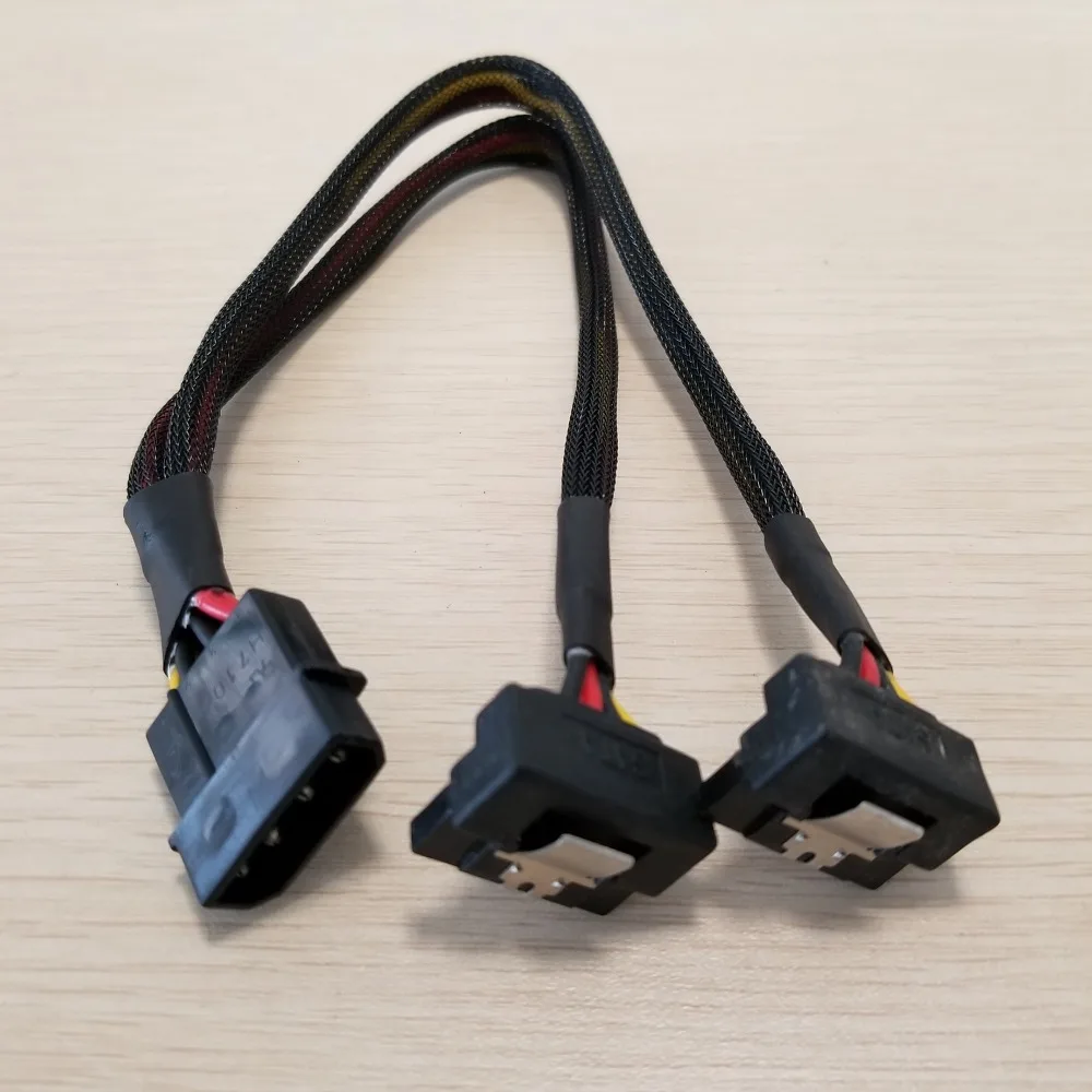 ПК компьютер DIY PSU 4Pin 4P IDE Molex на двойной 90 градусов вниз угол 15Pin SATA Кабель питания
