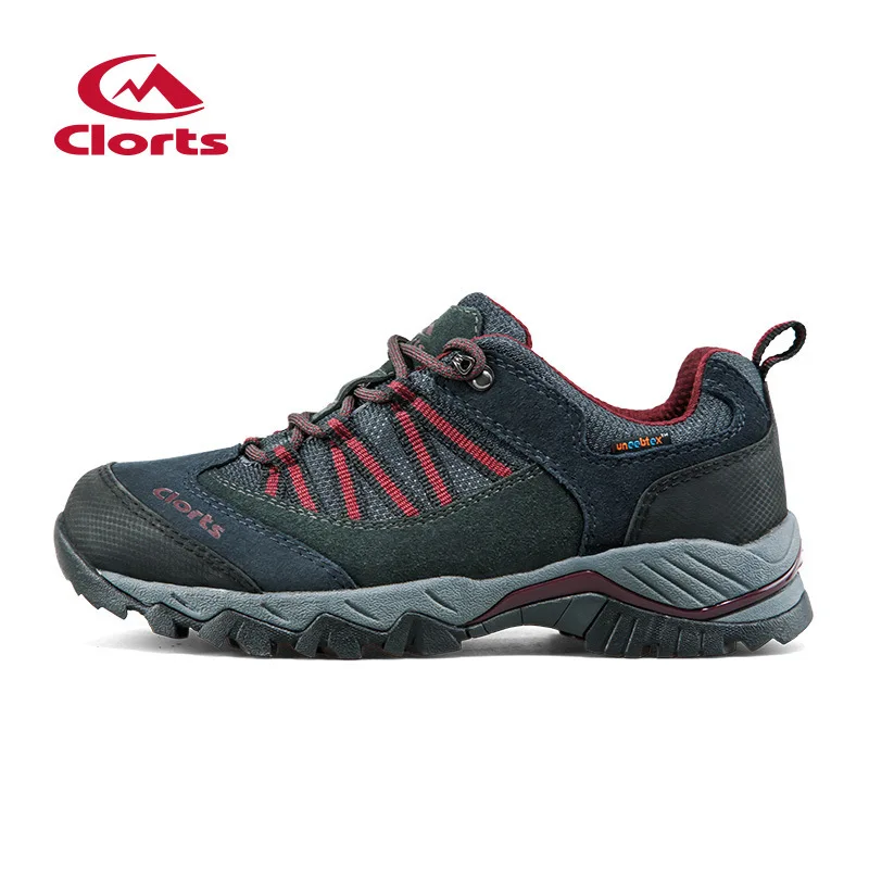 

Clorts Red Ventilation Waterproof On Foot Shoe Lovers Cowhide Low Help Non-slip Outdoors Climbing hiking Shoes Men Women