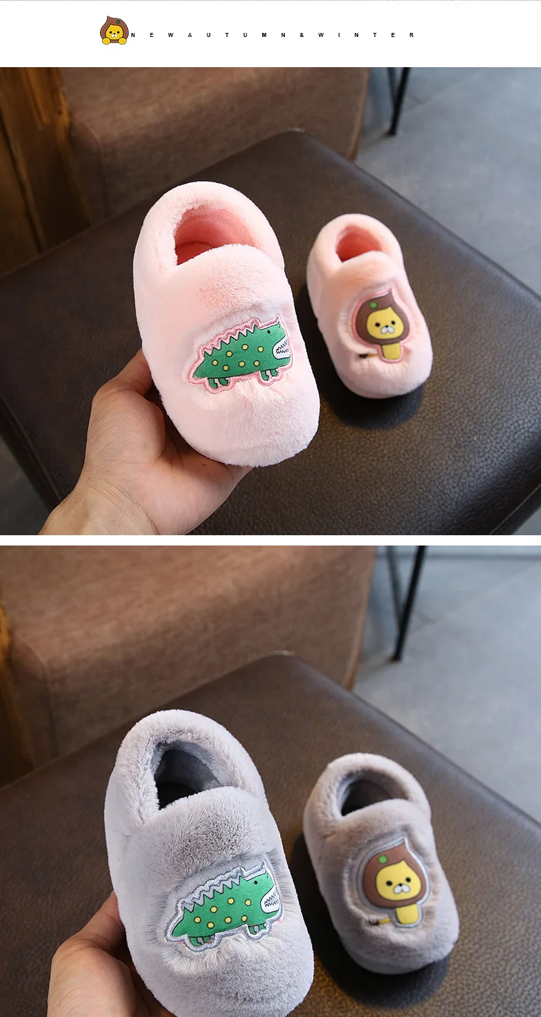 Chinelos de Veludo Bonito dos Desenhos Animados das Meninas dos Meninos Outono Inverno Quente Anti-slip Borracha Macia Home Kids Sapatos Casuais 6 Online shopping