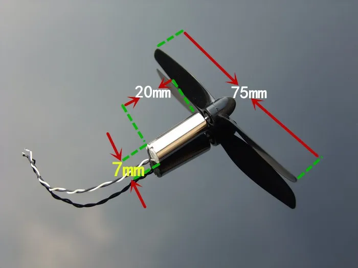 2 шт. DC3.7V 720 7*20 мм профессиональная модель вертолета без сердечника двигатель постоянного тока 75 мм Пропеллер Мини большой вращающий момент