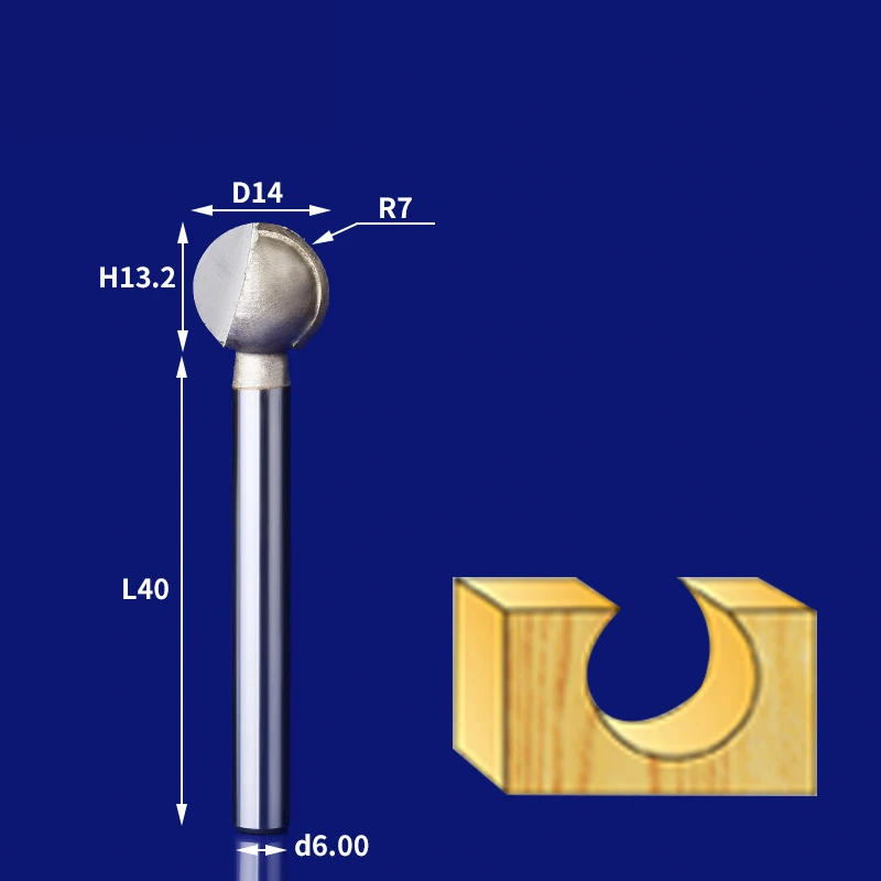 1 шт- ЧПУ твердосплавный деревообрабатывающий фрезерный станок, деревянный шар ножа таблетки, дерево корень гравировки чайный стол фрезерный - Длина режущей кромки: 6mm x 14mm