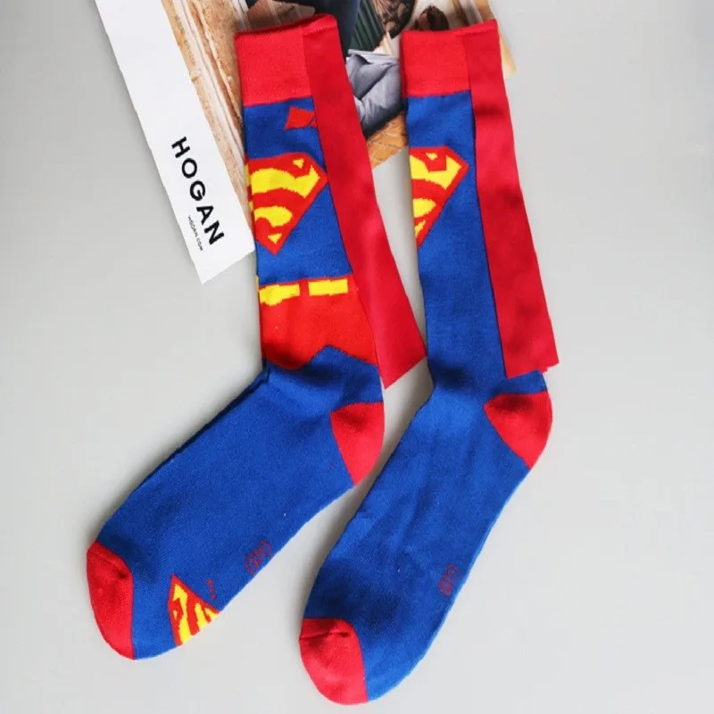 2018 Продажа Топ Мода Стандартный хлопок Повседневное Для мужчин носки Calcetines HOMBRE в европейском и американском стиле носки Супермен с длинным