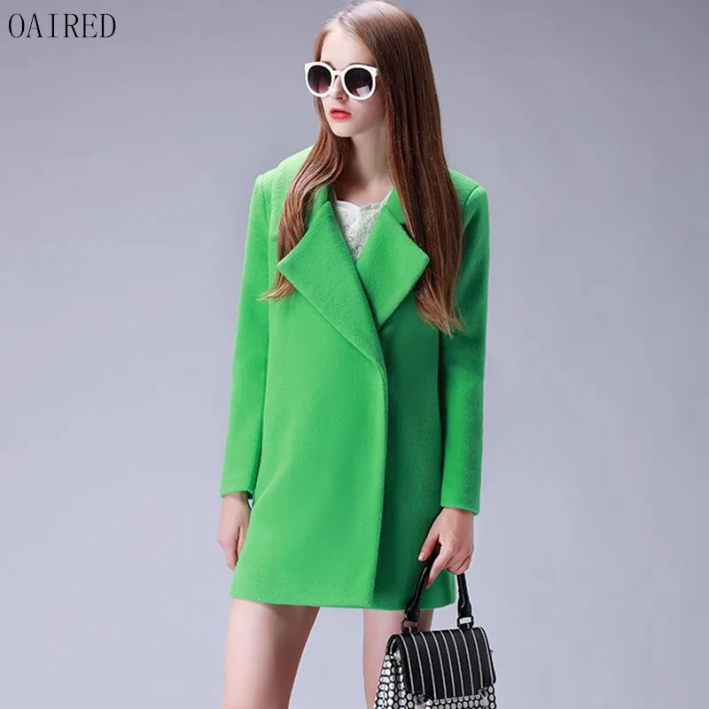 

OAIRED Winter Woolen Jacket Women New 2019 Winter Women Woolen Parka Long Slim Thickening Warm Coat Female Outerwear Green