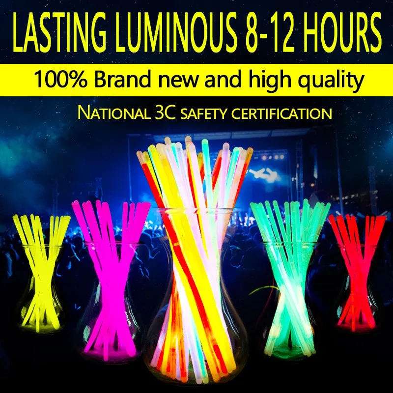 Новая мода 100 шт разноцветная светящаяся палка легкие браслеты вечерние Веселые светящиеся браслеты принадлежности для танцевального вечера Copious