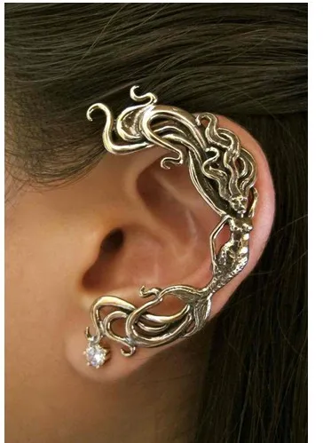 

LM-C059 Punk style ear cuff factory direct fashion alloy sea-maid mermaid with exaggerate hair earring free shipping