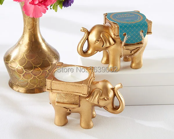 100 шт уникальный подарок для гостя золотой слон подставка для чайной свечи индийские свадебные сувениры подсвечник