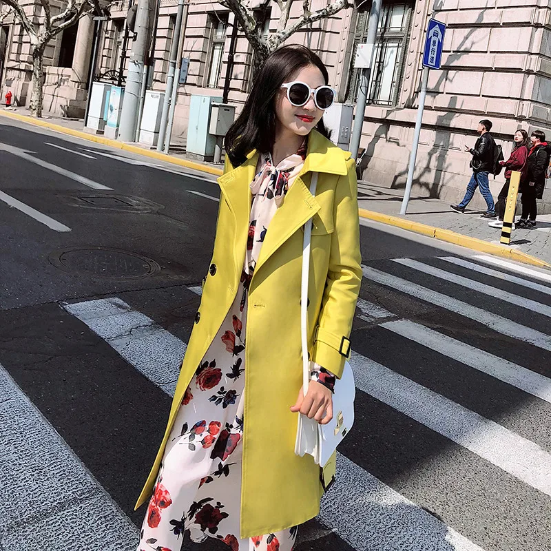 2024 Autumn Long Casual Woman Double Breasted Trench Coat Loose With Belt Overcoat Waterproof Raincoat Business Outerwear R691