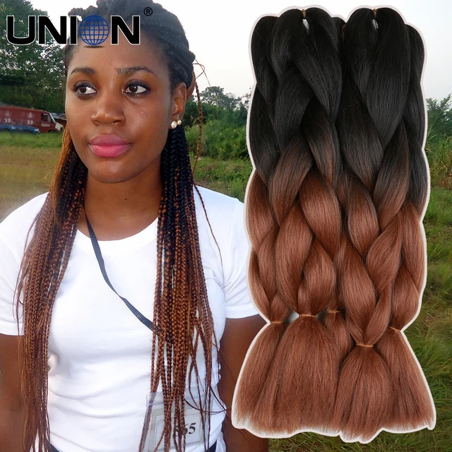 Two Tone Ombre Braiding Hair Box Braids Extensions Brown 100g Two Tone Ombre Braiding Hair Box Braids Extensions Brown 100g 24inch Kanekalon