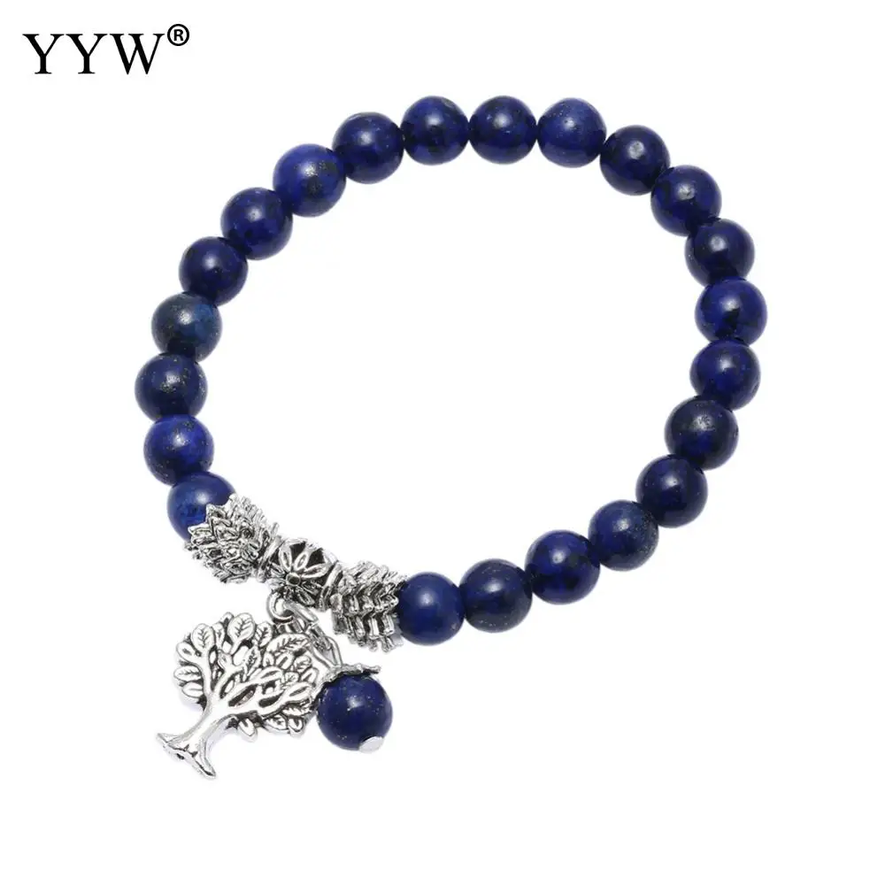 

20style 8mm Natural Stone Lapis Lazuli Bracelets Tree Of Life Bracelet Mala Meditation Energy Bangles Unisex Beads Reiki Healing