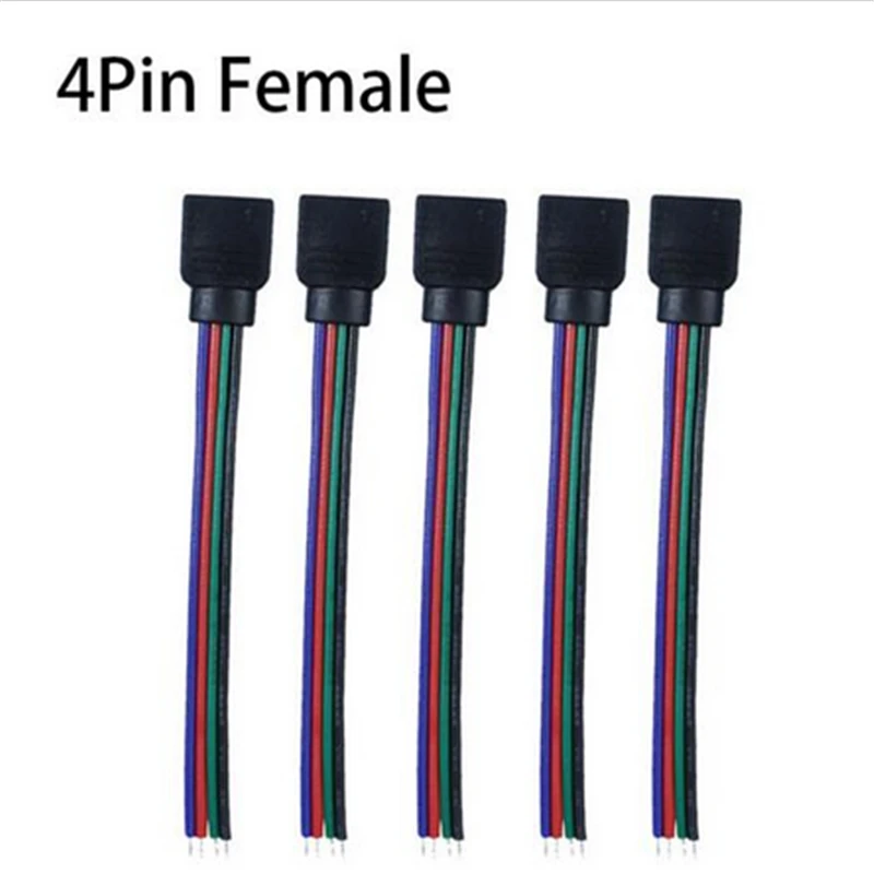 

4pin PCB board connector wire LED RGB Light Strips 4 pin Female Connector Wire Cable For SMD 5050/3528 RGB LED Strip light10pcs