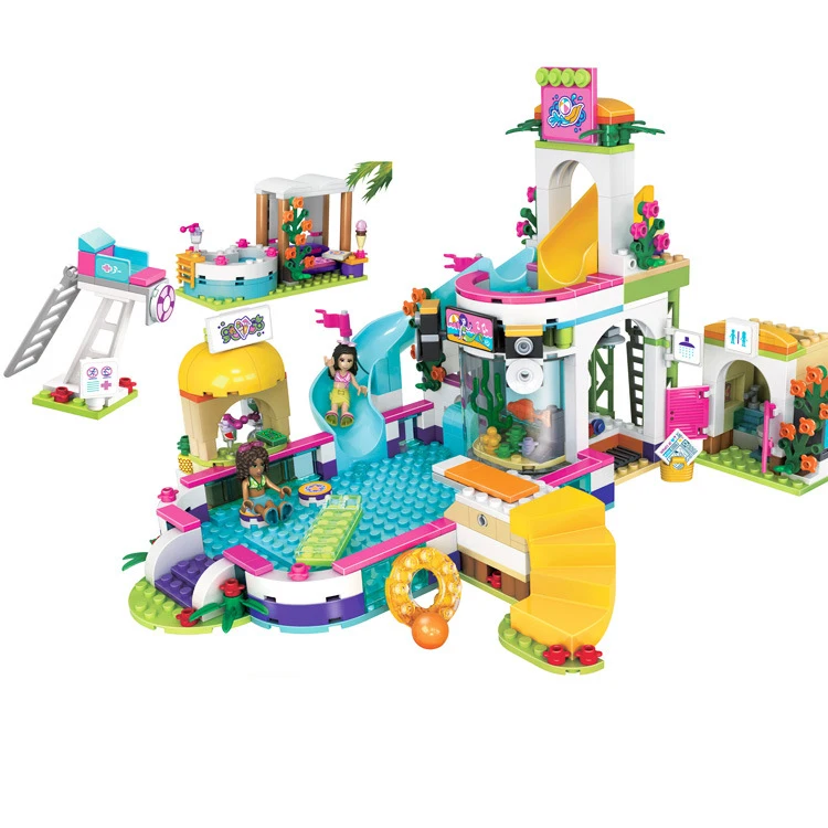 589pcs The Heartlake Summer Pool Friends 41313 01013 building blocks Bricks figure font b toys b