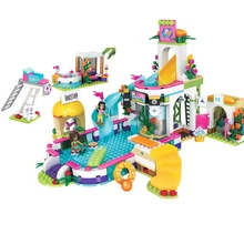 589pcs The Heartlake Summer Pool Friends 41313 01013 building blocks Bricks figure font b toys b