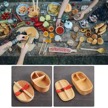 

Portable Lunch Bento Boxes Vintage Traditional Natural Square Wooden Containers Storage Leak-proof Food Container Food Box