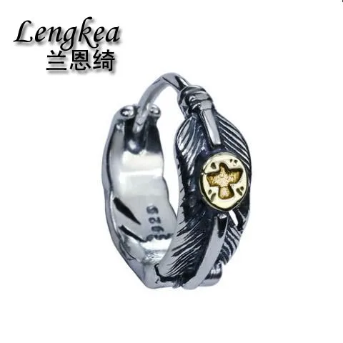 

Lengkea jewelry men earrings 925 sterling silver earring Personality feather buckle earrings women earrings ear accessories gift
