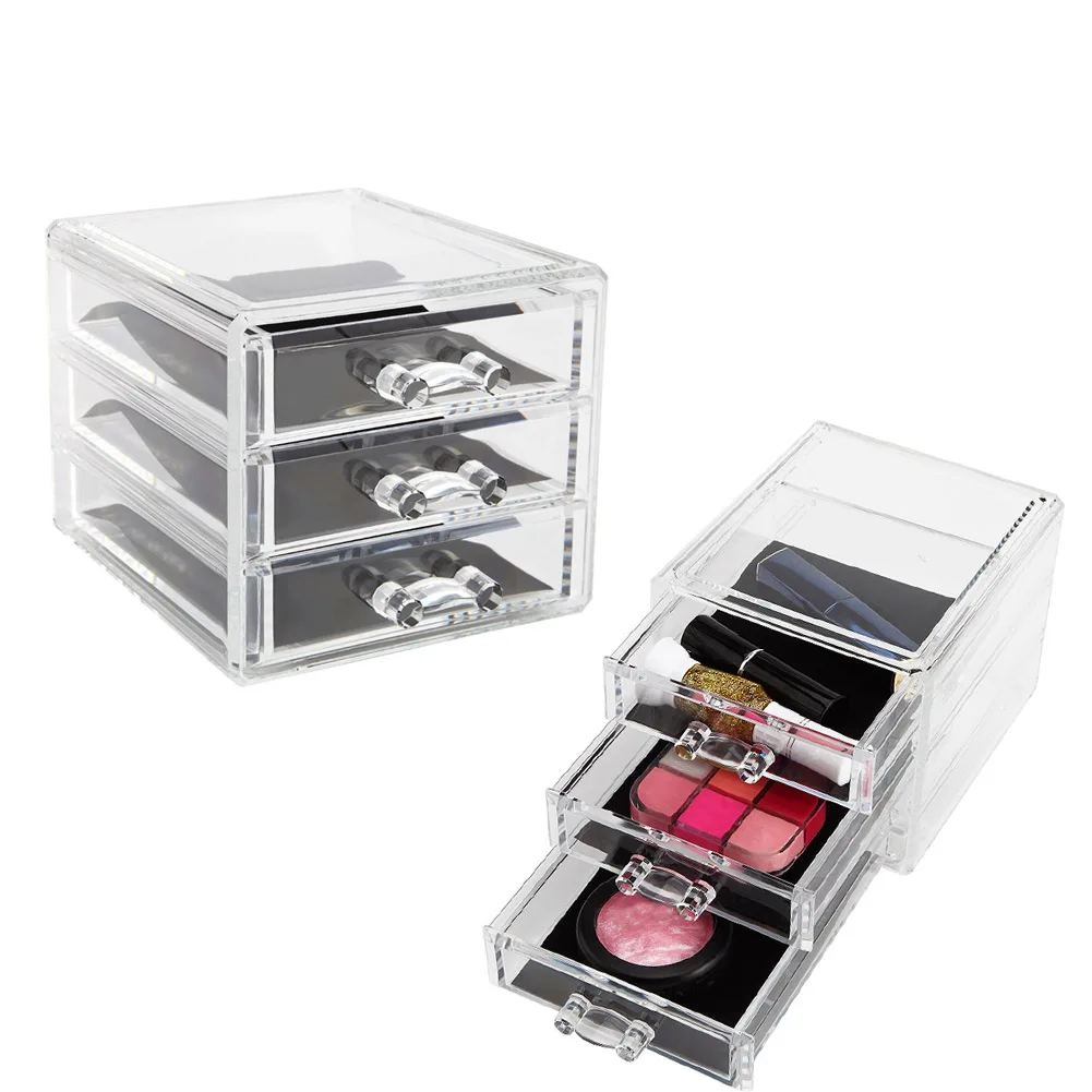 

2017 Transparent 3 Drawers Acrylic Makeup Box Lipstick Nail Polish Cosmetic Holder Case Fastshipping SK88