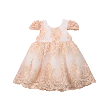 

High Quality Kids Baby Girls Dress Embroidered Bowknot Wedding Dresses Girls Formal Dress Princess Party Dresses Baby Costume