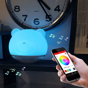 

MIPOW Bear Smart Lights Speakers for Valentine's Day PLAYBULB Zoocoro Light Wireless Charge Tap to Change Color Floor Lamp