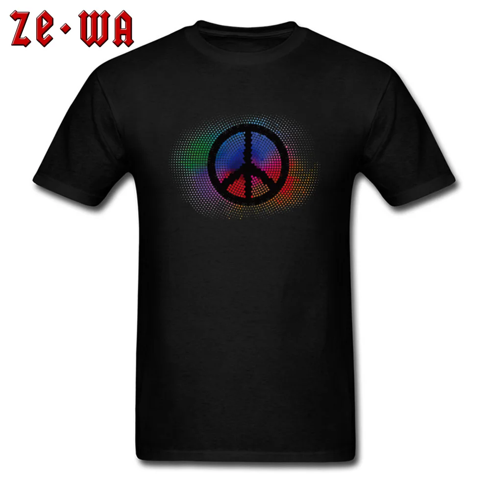 peace logo art Casual Tops Tees Short Sleeve for Men Cotton Fabric NEW YEAR DAY Round Collar T Shirts Camisa T-Shirt Wholesale peace logo art black