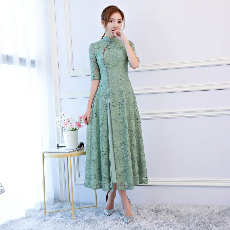 green cheongsam