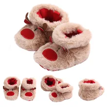 От 0 до 1 года хлопковая обувь для малышей с рождественским оленем Детская обувь Детские зимние сапоги детские сапоги с мягкой подошвой
