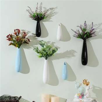 

Modern Ceramic Vase Wall Hanging Green Plant Flower Crafts Decoration Home Livingroom Wall Sticker Ornaments Hotel Wall Murals