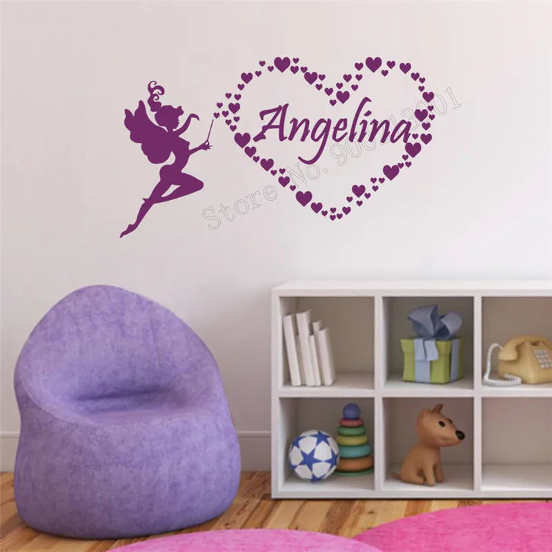 

Wall Decoration Personalized Name Room Sticker Vinyl Art Removeable Poster Fairy Custom Stars Magic Mural Beauty Salon LY372