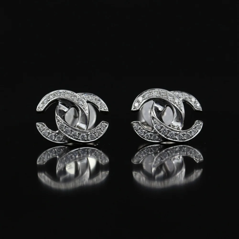 

LASAMERO 0.21CTW Round Cut Natural Diamond Cluster Earrings 18K White Gold Diamond Halo Stud Earrings Fine Jewelry Earring Studs