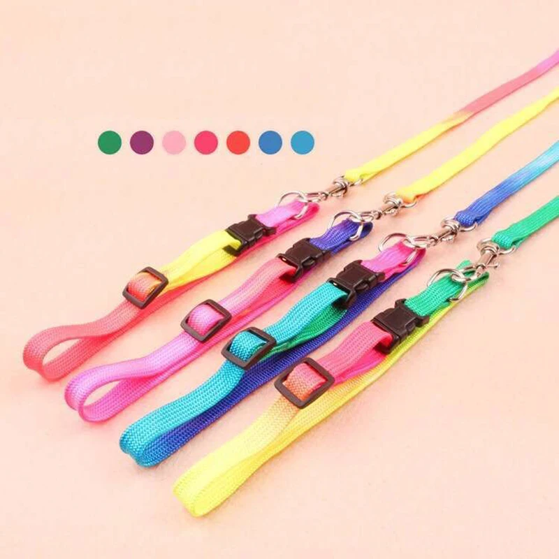 

Pet Small Dog Puppy Cat Rabbit Kitten Nylon Harness Collar Leash Lead Adjustable random color CA