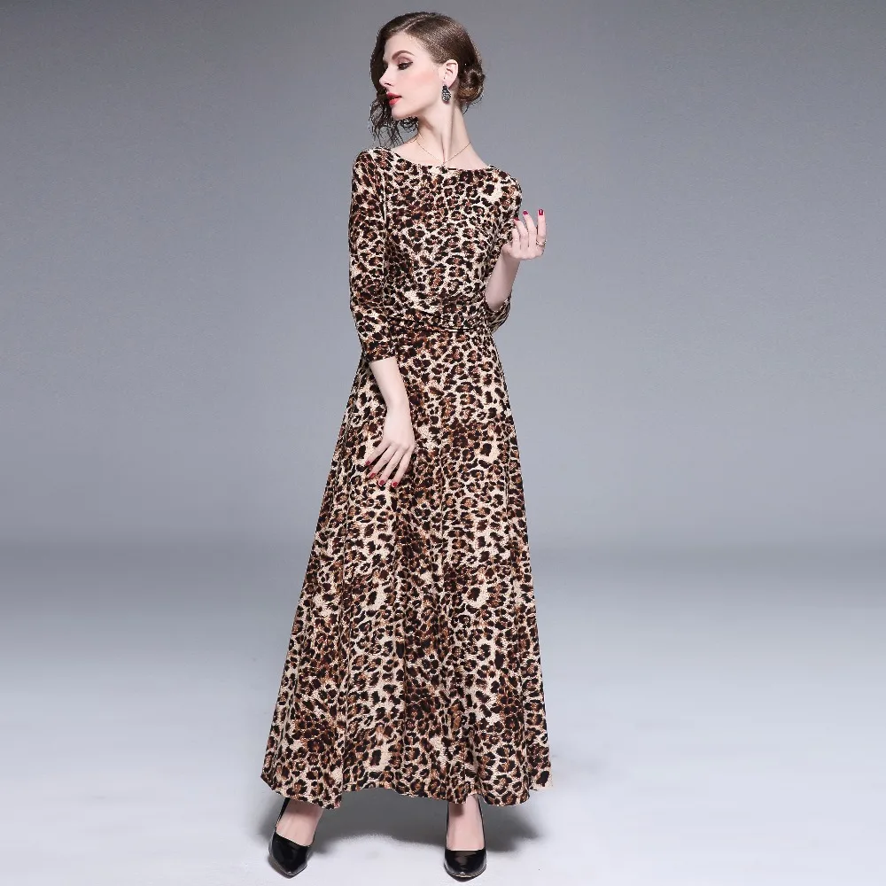 Leopard print dress party dress long dress for women's foreign trade in