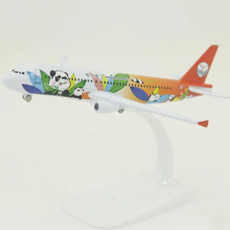Best 16CM 1400 Airbus A320 Model Air Sichuan Panda Airline with Base Alloy Aircraft Plane Collection Kids or Children Toy Decoration