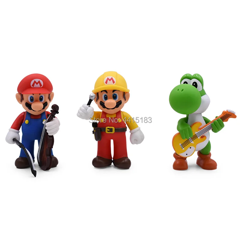 5 PCS/set Anime Music Concert Super Mario Bros Toad Donkey Kong Yoshi Luigi PVC Action Figure Doll Collectible Model Baby Toy