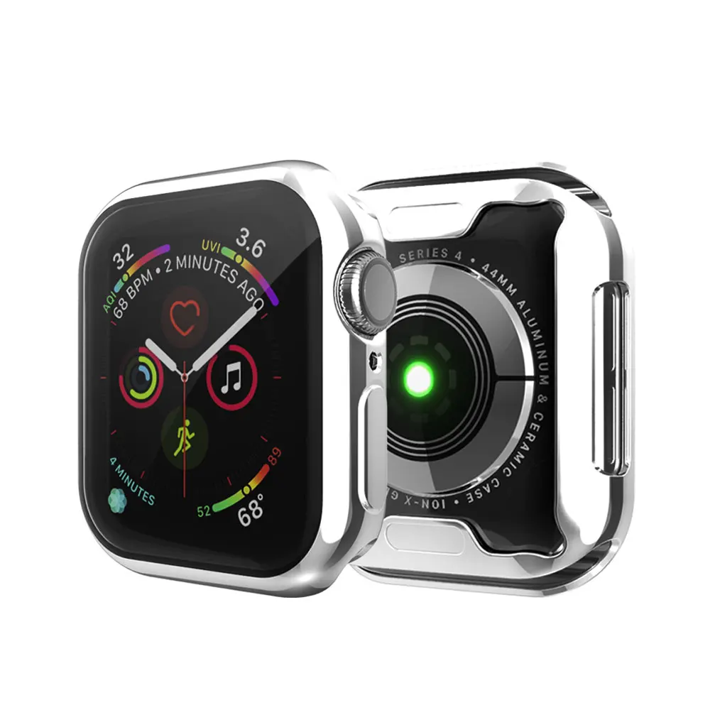 Мягкий ТПУ защитный чехол для Apple Watch 6SE 42 мм 38 40 44 гальваническое покрытие полная