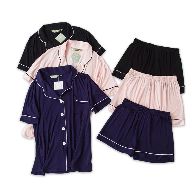 

Sexy Couples Short Modal Pajamas Sets Women and Men Sleep Indoor Korean Pyjamas Summer Short Sleeves Pijamas De Las Mujeres