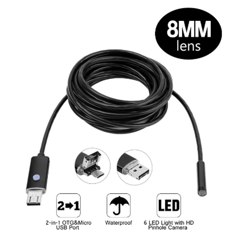 bilder für HD 1 mt/2 mt/3,5 mt/5 mt/10 mt Wasserdichte PC Android Endoskop mit 8mm 6LED Objektiv OTG Micro USB Endoskopie Endoskop für PC Android Telefon bilder für HD 1 mt/2 mt/3,5 mt/5 mt/10 mt Wasserdichte PC Android Endoskop mit 8mm 6LED Objektiv OTG Micro USB Endoskopie Endoskop für PC Android Telefon