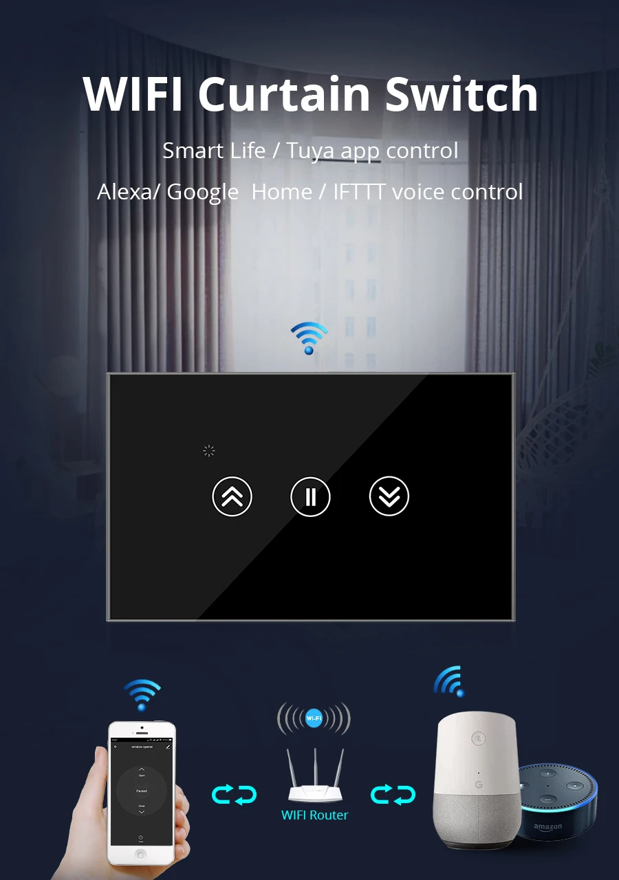 Умный переключатель для занавес роликовые жалюзи двигатель Tuya Jinvoo приложение управление Alexa Gooogle домашний iftt сенсорный настенный переключатель черный