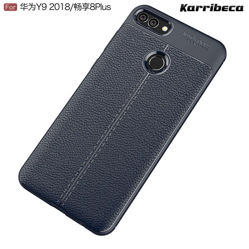 

Litchi silicone case carcasa Y9 2018 funda hoesje lychee leather tpu cover for huawei Y9 2018 coque etui kryt tok husa