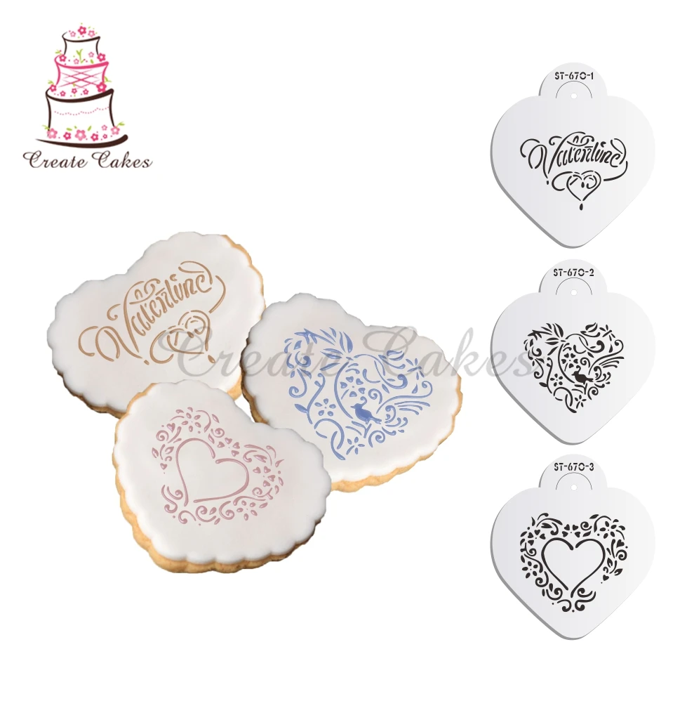 

Valentine Heart Stencil for Cake and Cookie Plastic Decorative Stencil Fondant Decorating Sugarcraft Tools Bakeware ST-670