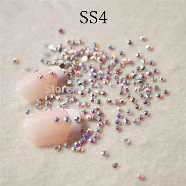 

1440pcs/Pack ss4 (1.5-1.6mm) Crystal AB/Clear AB Rhinestones for Nail Art Flat Back Non Hotfix Glue on Nail Art Rhinestones 4ss