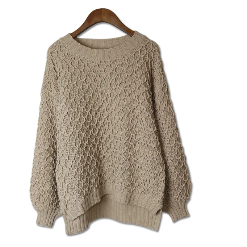 2017 Europe New Fashion Women Girls Thick Winter Warm Lady Knitted Sweater Tops Loose Solid Color Casual Knitting Pullover Tops