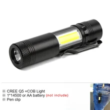 Mini Pen clip Led Flashlight CREE Q5 COB Work Light Waterproof Lamp Linterna Rechargeable Lanterna for 14500 or AA Battery
