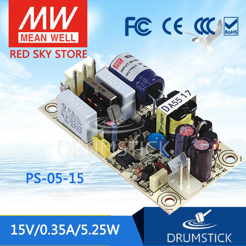 

MEAN WELL PS-05-15 15V 0.35A meanwell PS-05 15V 5.25W Single Output Switching Power Supply