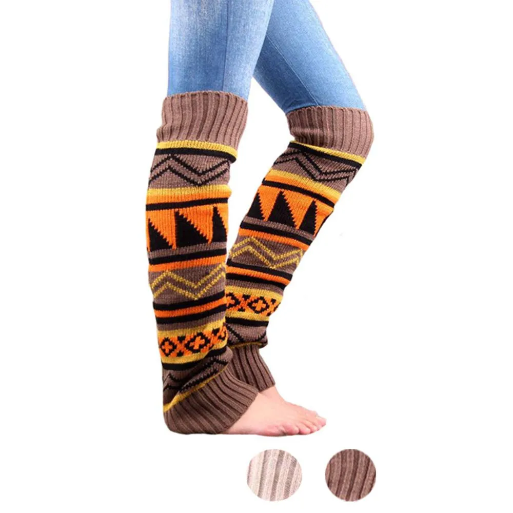 Women Bohemia Winter Warm Knitted Boot Cuffs Socks Toppers Leg Warmers Stockings